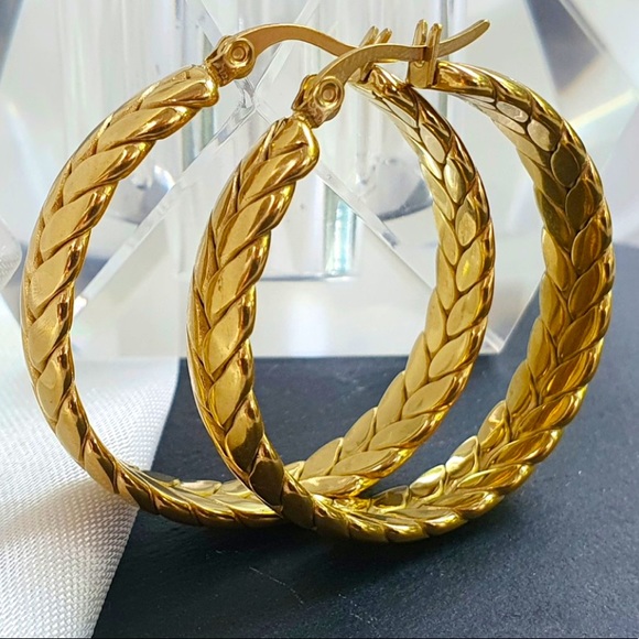 Chain earrings hoop earrings gold earrings - Picture 6 of 8